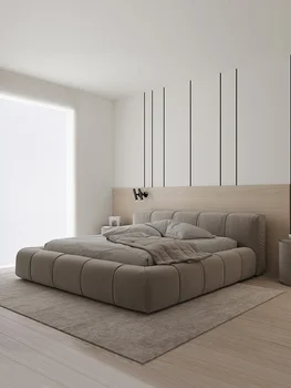 Jednoduché, moderné textílie posteľ talianskej tkaniny posteľ tatami, Nordic štýl spálňa manželská posteľ