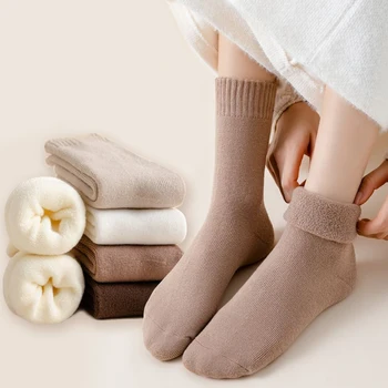 Jesenné a Zimné Nové Žien Pribrala Teplé Slučky Ponožky Bežné Tuhý Sneh Ponožky Poschodí Spánku Ponožky