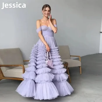 Jessica Purple Prom Šaty, Luxusné Vrstiev Tylu EveningDress فساتين السهرة Nevesta Svadobné Šaty Maturitné Šaty Party Šaty