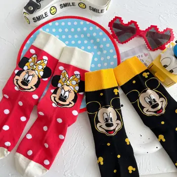 Karikatúra Disney Mickey Mouse Ponožky dámske v Polovici trubice Ponožky Roztomilý Instagram Príliv Jeseň Zima Študentov Pančuchy