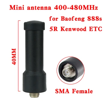 Krátke Antény SMA Female UHF 400-480MHz 1pc Mini anténa pre Baofeng 888s 5R Kenwood Walkie Talkie