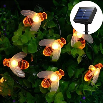 Kúpiť On-line Solárne Honey Bee Žiarovka String Svetlá 20 30 50 Led Dovolenku Osvetlenie, Dekorácie, Záhradné Stromy Dvore