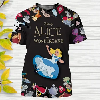Letné Disney T-Shirts Alice v krajine Zázrakov, Komiksu, Anime, 3D Tlač Streetwear Muži Ženy Móda Nadrozmerné T Shirt Deti Tričká Topy