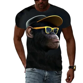 Letné Mužov Legrační Opice grafické t košele Módny Trend Osobnosti 3D Vytlačené T-shirts Hip Hop Harajuku Bežné streetwear Top