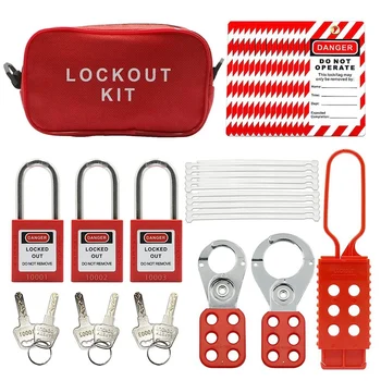 Lockout Tagout Kit-Lockout Tagout Značku, Nylon Kravatu, Nylon Úložný Vak, Redsafety Visiaci Zámok, Lockout Tagout Zámky ( Červená Súprava )