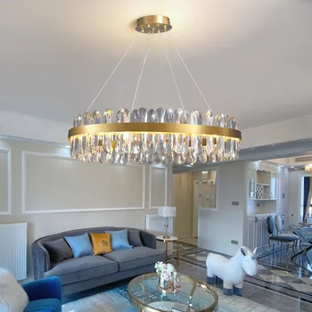 Luxusné Moderné K9 Krištáľový Luster Nordic Zlaté Led Kolo Prívesok Svetlo Obývacia Jedáleň Stropné Svetlá