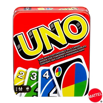 Mattel UNO Tin Box Klasický štýl Hry, Rodinné Zábavné Zábava Doskové Hry, Zábavné Hracie Karty Deti Hračky Darčeka Kartová Hra uno