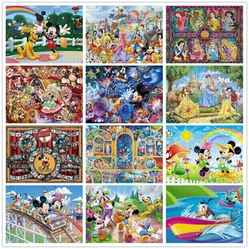 Mickey Mouse Puzzle Skladačka 300/500 Kúsky Puzzle Hry Disney Princess Montáž Puzzle, Hračky Rodiny Hry, Vzdelávacie Hračky