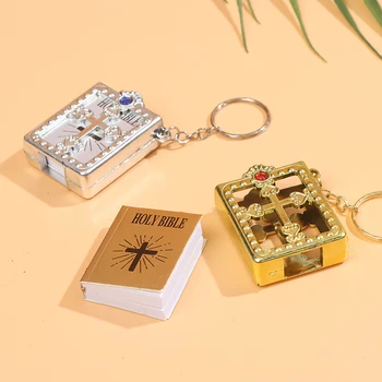 Mini Bibliu Keychain Skutočný Papier Môžete Prečítať Náboženského Kresťanského Kríža Keyrings Držiteľ Auta, Kľúčenky Módne Darčeky, Šperky