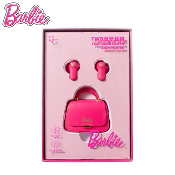 MINISO Barbie Ružová Taška v Štýle TWS Bluetooth Slúchadlá Anime Karikatúra Roztomilý Prenosné Bezdrôtové Bluetooth Slúchadlá Dievča, Darček