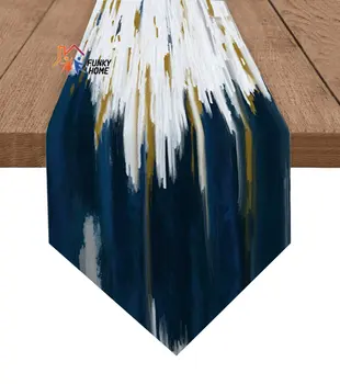 Modrá olejomaľba Abstraktné Štruktúry Tabuľky Bežec na Svadbu, Dovolenku Strany Kuchyňa Jedálenský Stôl Dekor Obrus Stola Vlajka