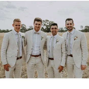 Muži Oblek Na Svadbu Ženícha 2023 Trajes Elegante Para Hombres Singel Svojim Drážkou Klope Bielizeň Lete Slim Fit Zákazku