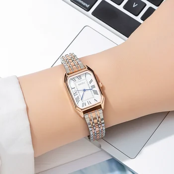móda obdĺžnik Roman rozsahu dial ženy oceľové hodinky