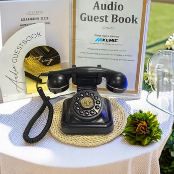 Najlepší Predajca Audio kniha návštev telefón Čierna, Biela Farba, nahrávanie hlasu vintage telefón pre svadobné Telefón