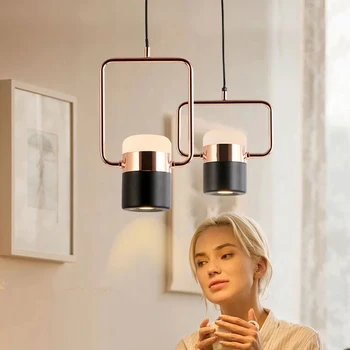 Nordic Moderné LED Otočná Čierna/Biela Prívesok Svetla Reflektorov, Prívesok Lampa Jedáleň, Bar Office Vnútorné Osvetlenie