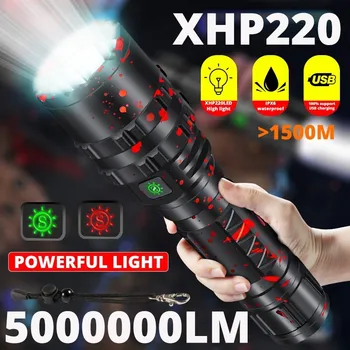 Nové 5000000LM Vysoký Výkon Výkonné LED Baterka Taktických Vojenských Pochodeň USB Kemping Lanterna Nepremokavé sebaobrany