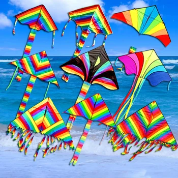 Nové detské Kreslené Kite Rainbow Prekladané Lietajúci Draci Hračky A Drakov Rukoväť Line Outdoorové Športy Drakov Nylon Drakov