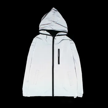 Nové úplné reflexná bunda muži / ženy harajuku windbreaker bundy s kapucňou hip-hop streetwear noc lesklé zips coats jacke