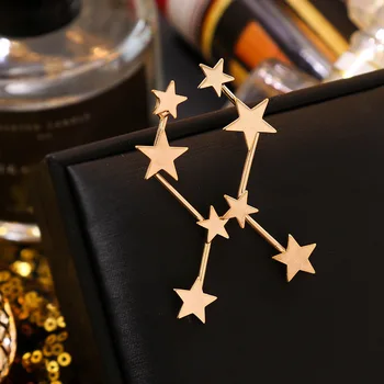 Nový Big Star Náušnice, Módne 2020 Star Náušnice Víla Dlho kórejské Vyhlásenie Drop Náušnice pre Ženy Veľké Šperky, Zlato, Striebro