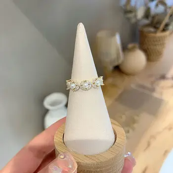 Nový, originálny dizajn striebrom vykladané pearl diamond otvorenie nastaviteľný krúžok svetlo luxus, šarm ženy značky strieborné šperky