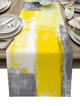 Olejomaľba Geometrické Žltá Stôl Runner Svadobné Party Udalosti Domov Jedáleň, Kuchynský Stôl Dekorácie Hotel Home Obrus