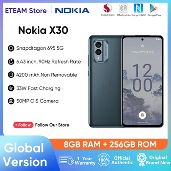 Originál Nokia X30 5G Globálna Verzia Snapdragon 695 eSIM NFC 50MP OI Fotoaparát 6.43