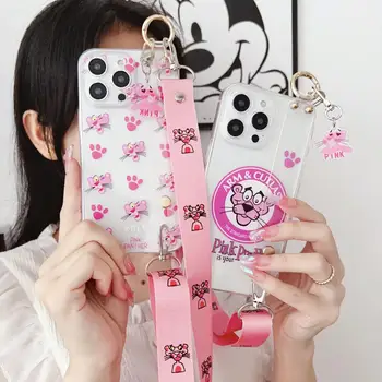 Pink Panther Prípade Zápästie Ornament Pre iPhone 15 14 13 12 11 Pro Xs Max Xs XR 7 8 6 Plus SE 2020