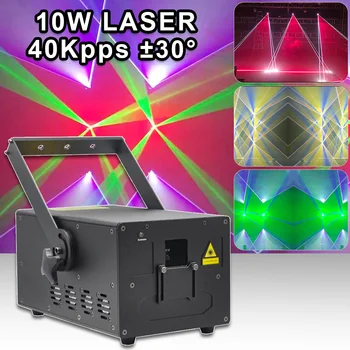 Plné Farby 10W 40KPPS ILDA Skener Laserová Show RGB Dataprojektor Ultra DMX512 Strany Osvetlenie, Dekorácie, nočný klub, Disko Vianoce, DJ, Disco