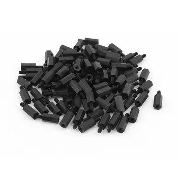 Podporu! 100ks Black Hexagon Prázdnemu Dištančné M3 12mm+6 mm Nylon Dištančné Hex Stand-Off Piliera na základnej Doske