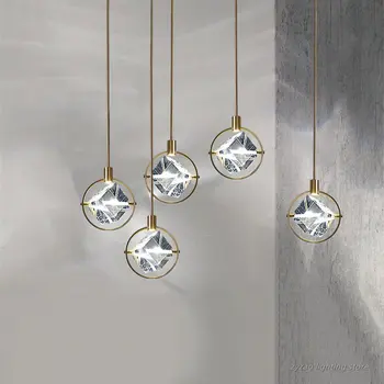 Post-Modernej Spálne Posteli Prívesok Svetlá Nordic Luxusné Jednoduchý Štýl Bar Uličkou Reštaurácia Crystal LED Hanglamp Obývacia Izba Lampa