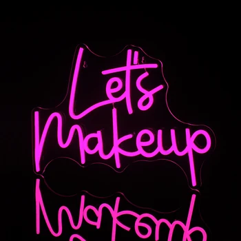 Poďme make-up Neónový nápis Ružová Led, Neónové Značky pre Steny Výzdoba USB Neónové svietidlo Značky Dievčatá Miestnosť, Salón Krásy make-up Izba Strany Darček