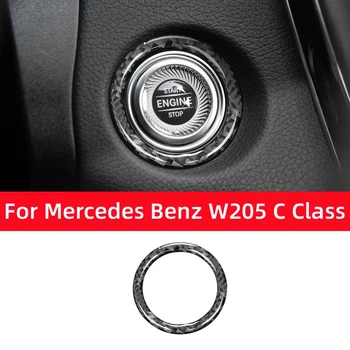 Pre Mercedes Benz W204 W205 W212 C E GLC Triedy Uhlíkových Vlákien Auto TLAČIDLO ŠTART Trim Krúžok Nálepky Auto Interiérové Doplnky