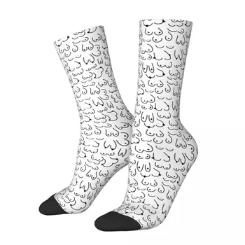 Prsia Roztomilý Linework Line Art Ponožky Nové 3D Tlač Zábavné Harajuku Unisex Uprostred Trubice Ponožky