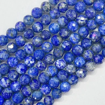 Prvotriedne Prírodné Lapis Lazuli Okrúhle Korálky Skutočné Voľné Tvárou Lasurite Modrý Kameň Pre Šperky, Takže DIY Náramok Náhrdelník