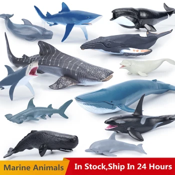 PVC Sea Life Akčné Figúrky Bionika Morské Živočíchy Veľrybí Žralok Modrý Delfín Domova Hračky Pre Deti Zber Vianočný Darček