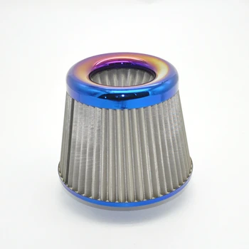 Pálenie modrá Univerzálny vzduchový filter 76 MM 65mm Auta Výkon Vysoký Prietok Nehrdzavejúcej ocele oka Vzduchové Filtre pre Studený Vzduch Príjem