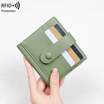 RFID Antimagnetic dámske Peňaženky PU Farbou Spony, Držiaka Karty Ľahký Krátke Multi-Slot na Mince Kabelku Dolár Peniaze Taška
