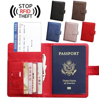 RFID Kožené Pas Taška Multi-function Dokument Package Prenosné Cestovné Ultra-tenké Držiteľa Pasu
