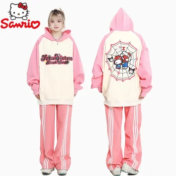 Roztomilý Kreslený Sanrio Hello Kitty Hoodies Bavlna, Mikiny Y2K Páry kórejský Štýl Topy Ženy Oblečenie Kawaii Bunda