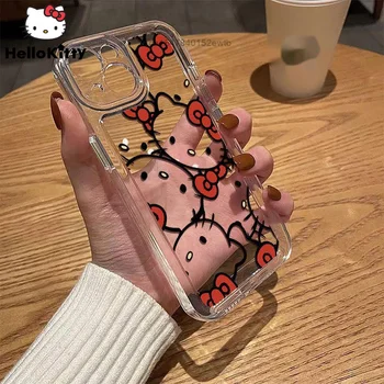 Sanrio Hello Kitty Obyčajný Transparentné Silikónové Ochranné Telefón puzdro Pre iPhone 14 13 12 11 Pro Max Plus 6 7 8 Plus X XS XR Max