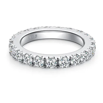 Skutočný 3 mm D Farbu Plnú Moissanite Snubné Prstene Pre Ženy 18K Bielym Zlatom 100% 925 Sterling Silver Svadobné Jemné Šperky