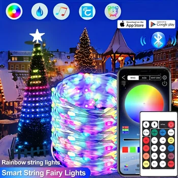 Smart WS2812B Nové LED Víla String Svetlo Diaľkové Bluetooth USB Garland Lampy Vonkajšie Vnútorné Miestnosti Strany Vianočné Osvetlenie Reťazce