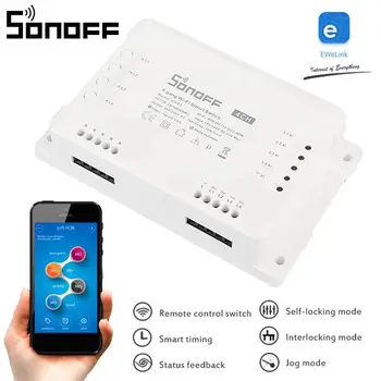 Sonoff 4CH R3 WiFI Smart Switch 4gang Bezdrôtové Relé Moules Dodanie Ewelink Smart Home Hlasové Ovládanie Práce S Alexa Domovská stránka Google