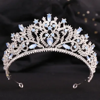 Svadobné crystal tiara hlavový most Barokový súbor s modrým jelly drahokamu nevesta koruna