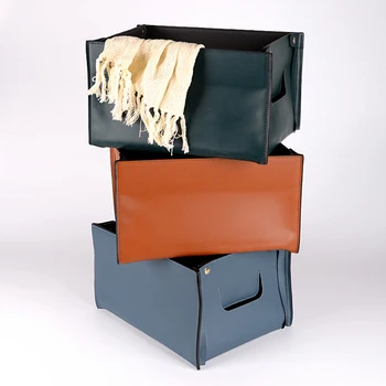 Svetlo Luxusné Nordic Kožené Spálňa Organizátor Skladacia Bielizeň Úložný Box Drobnosti Šatku Uviazať Držiak Na Ponožky Organizátor Vymeniteľné