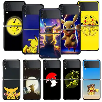 Telefón puzdro Pre Samsung Galaxy Z Flip 4 Z Flip3 5G Shell pre Galaxy Z Flip Pevný Kryt Fundas Pokémon Pikachu Hviezdne Nebo Maľovanie