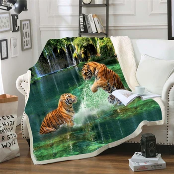 tiger zvierat Fleece Deka 3D full vytlačené Nositeľné Deka Dospelí/deti Fleece Deka drop shippng