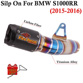 Titánové Zliatiny Silp Na BMW S1000RR S1000 RR 2015 2016 Motocykel Výfukových Uniknúť Šál Uprostred Link Carbon Fiber potrubného Systému