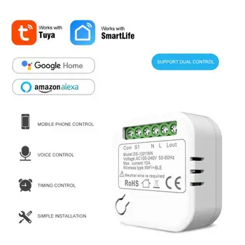 Tuya Mini Smart Wifi Switch Modul Light Switch Č Neutrálne 2 Spôsob Kontroly 220V 110V Inteligentný Život Podporu App Alexa Domov