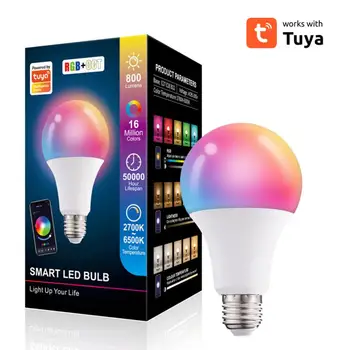 Tuya Smart Led Žiarovka Svetla 10W Bluetooth Žiarovka E27/B22 RGBW Led Lampa Farby Lampada RGB+SCS Výzdoba Domov AC85-265V